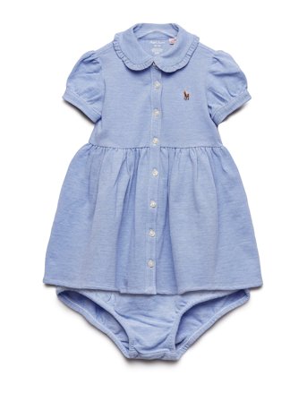 Ralph Lauren Baby Knit Mesh Oxford Dress & Bloomer - 75-79