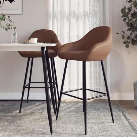 Vidaxl Barstolar 2 St Mörkbrun Konstläder Brun