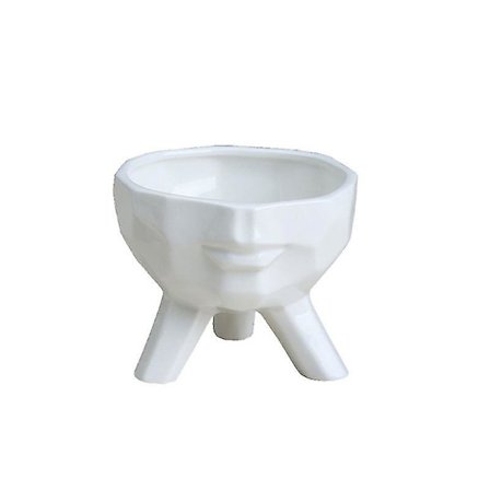 Kreativ blomsterpotte simulert halv ansikt keramisk kum plante potte tilbehør for hjem ornamen landskap forsyninger (hvit, stor størrelse)