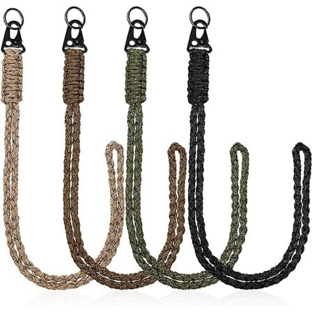 4 st kraftiga nyckelband med metall-Hk-klämmor, flätad stark paracord-nyckelring