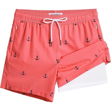 Badebukser for menn med kompresjonsliner, stretch strandshorts, hurtigtørkende boardshorts