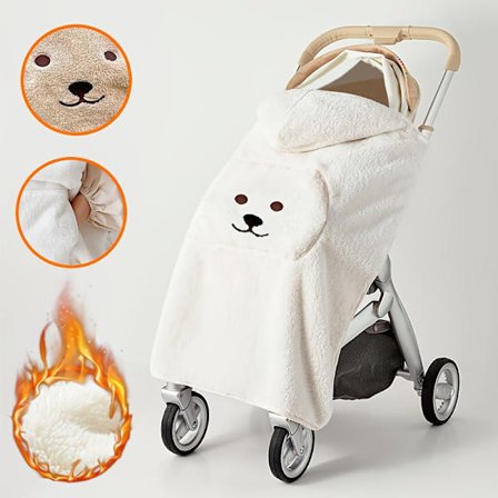 1 st Varm Plyschfilt för Barn med Söt Tecknad Design, Känguruficka - Ultramjuk Fleece Vinter Utomhussjal, Perfekt Present för [BR]