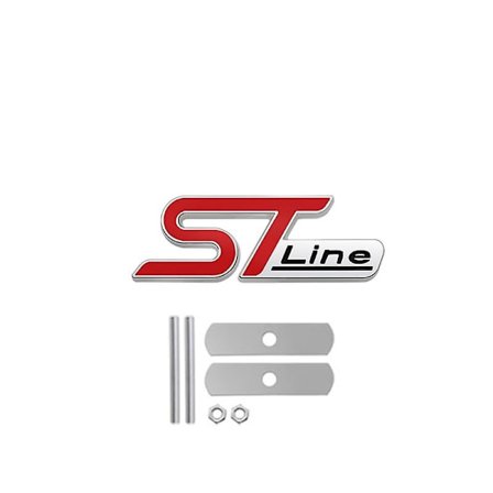 3D Metall ST Line Huvud Främre Grill Bil Emblem Badge Krom Klistermärke för FORD ST Focus x 2 3 Kuga FIESTA MONDEO Auto Bil Styling-Perfet