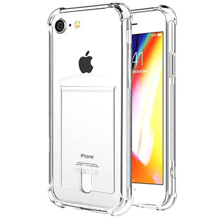Iphone 8 - Kraftfullt Silikonskal Korthållare Transparent/genomskinlig