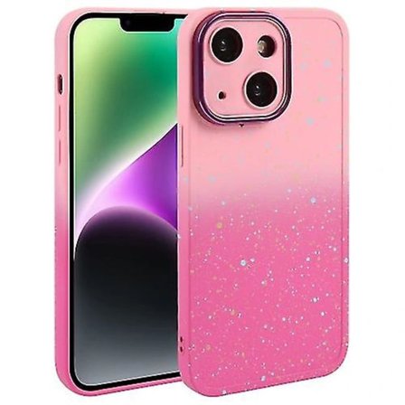 For iPhone 14 Plus Gradient Starlight Silicone Case with Lens Protection