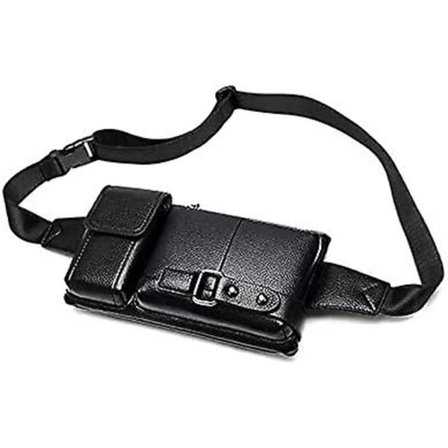 Herre Læder Sling Bag, Bryst Skulder Rygsæk, Vandafvisende Crossbody Taske