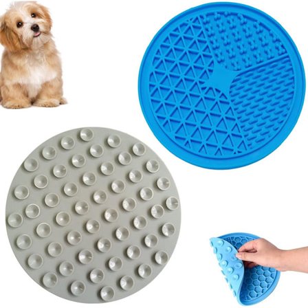 2 stk. Slikkematte for dyr - Med sugekopper - Fôringsmatte - Sakte fôring hund - Slikkematte hund - 3-delt slikkematte fôringsmatte hund - Slikkematte