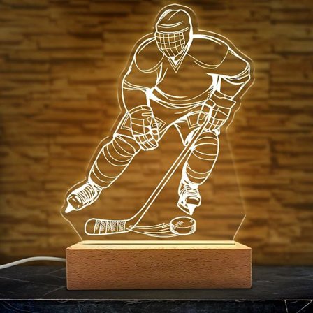 Hockey nattlys - Hockey 3D illusjonslampe Akryl nattlys gaver til barn gutter menn skrivebord rom soverom dekorasjon til bursdag jul