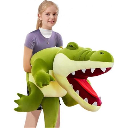 Realistisk krokodilleplysj, gigantisk krokodille kosedyr, myk grønn krokodilleputepynt, julegave, gressgrønn/31,5 '