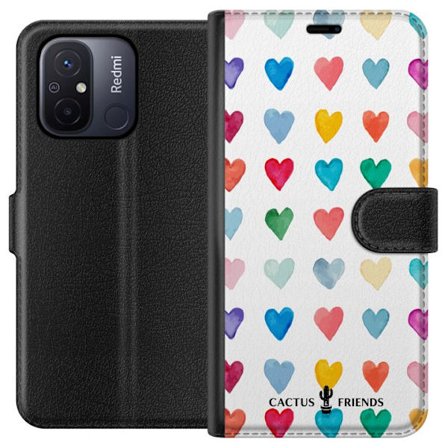 Yhteensopiva Lompakkokotelo Xiaomi Xiaomi Redmi 12C Cactus and Friends - Watercolor Love Grid