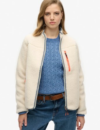 Superdry Sport Outdoor Full Zip Fleece - Cream - L