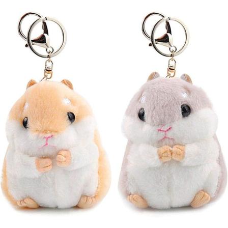 Setti 2 söpö hamsteri plyysi avaimenperä täytettyjä eläimiä avaimenperä Char