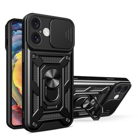Hybrid Armor Camshield iPhone 16 Plus pansarfodral med kameraskydd och stativ - Svart