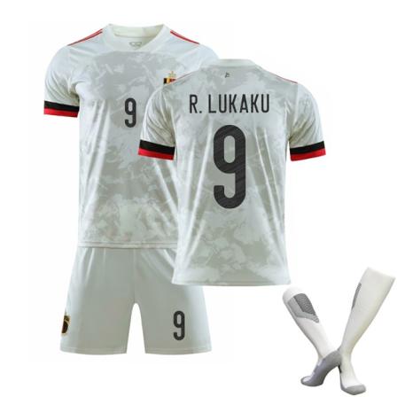 Euro 2021 Belgien Bortalag Barn Vuxna Fotboll Fotbollströja Träningströja Kostym No.9 R.LUKAKU 18