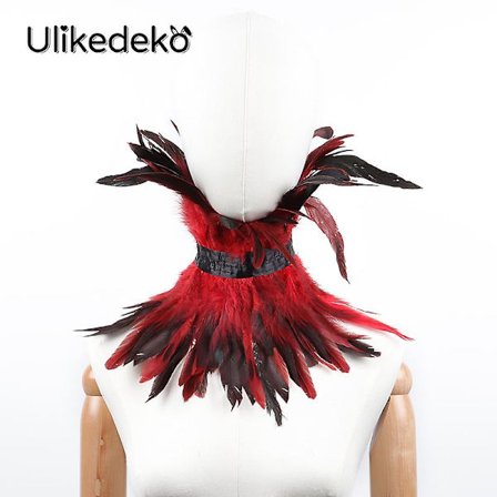 Gothic Fjær Falsk Krage Kvinner Avtakbar Krage Halloween Tilbehør Film Heks Cosplay Prop Fjær Viktoriansk Falsk Krage