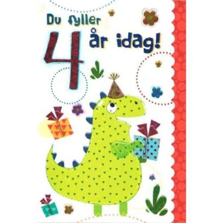 Onnittelukortti 4 vuotta Dinosaur - Spades kanssa