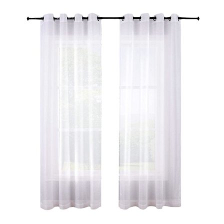 210cm Gennemsigtige Gardiner Hvide Øjer 2 Paneler Vindue Gennemsigtige Halvgardiner Polyester Look Voile Gardiner