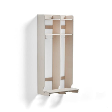 Cloakroom unit EBBA, wall mounted, 2 sections, white