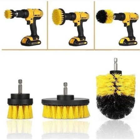 3 x Screwdriver brush set for cleaning bathrooms