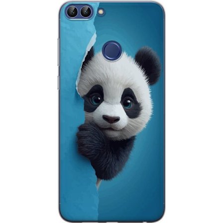 Yhteensopiva Puhelinkuori Huawei Huawei P smart Söpö panda, joka kurkistaa paperin läpi pehmeässä 3D-kuvituksessa
