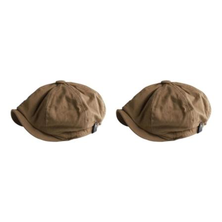 1/2 Andas Herr Newsboy Hat Mjuk 8 Panels Huvudbonad för hösten Brown 4XL 2Set