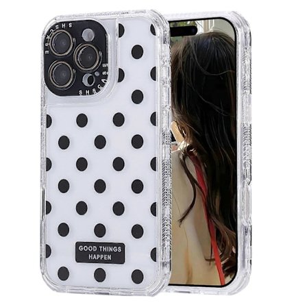 Skal för iPhone 16 Pro Max Prickigt Mönster PC+TPU Telefonskal med Linsskydd