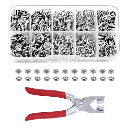 Metallsnäppknappar med fästtång Pressverktygssats Kläder i rostfritt stål sömlösa knappar