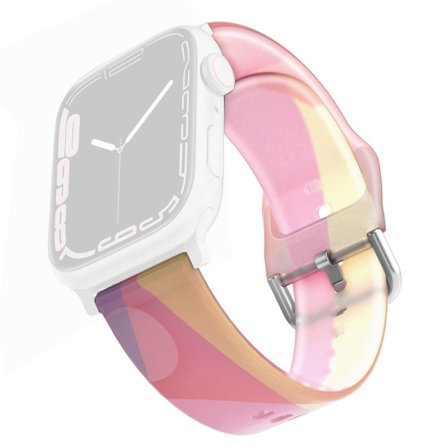 Apple Watch Series 8 (45mm) / Watch Ultra regnbågsfärgat klockarmband i silikon - Rosa Gul