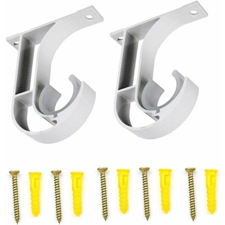 Väggmonterad gardinstångs hållare Gardinstångs hållare Zink legering Gardinstångs hållare för sovrum Vardagsrum Gardinstång med skruvar, Vit-2st