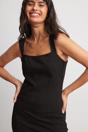 Amalie Star x NA-KD Haut moulant à encolure ronde - Hauts sans manches - Noir - EU 34