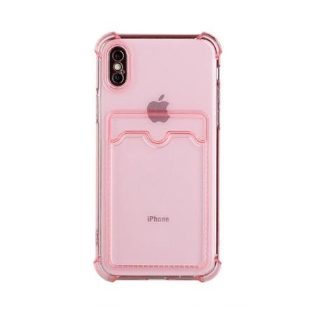 Iphone X/xs Stöttåligt Skal Med Korthållare - Rosa Rosa