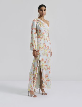 Malina Joslin One Shoulder Maxi Dress - Blue - XS