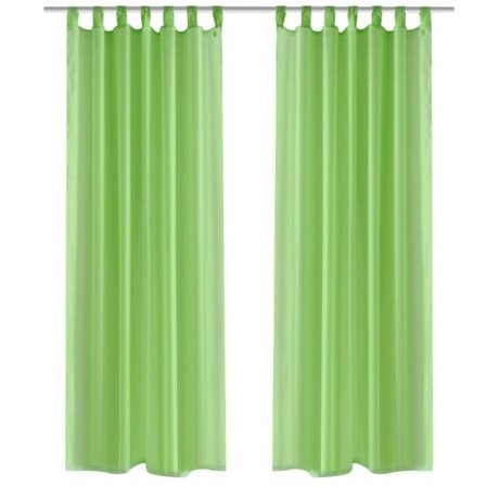 vidaXL Genomskinlig gardin 140 x 175 cm 2-pack Apple Green