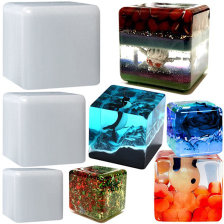 3-pak Resin Cube Forme, Dybe Firkantede Silikone Støbeforme til DIY Epoxy Kunst, Lys Sæbefremstilling, Håndværksprojekter