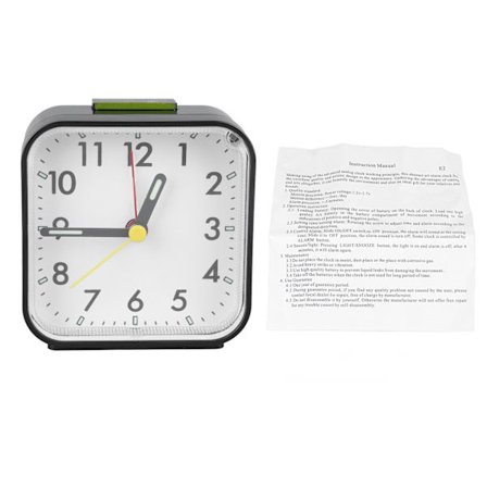 Liten Klocka Svart Väckarklocka Tyst Minimalistisk Design Snooze med Bakgrundsbelysning Retro Klocka för Sovrum Vardagsrum
