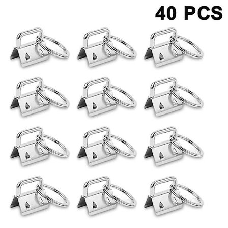 Fong Fong 40-pack Key Fob Hardware With Key Ring, Keychain Wristlet Wrist Cotton Tail Clip Webbing 26mm
