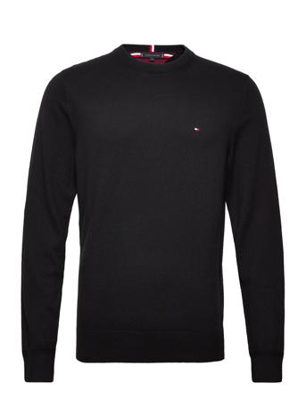 Pima Org Ctn Cashmere Crew Neck Neulepaita Pyöreä Kaula-aukko Musta Tommy Hilfiger