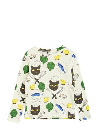 Chef Cat Aop Ls Tee T-shirts Long-sleeved T-shirts Gul Mini Rodini*Betinget Tilbud