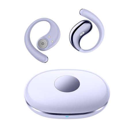 6.0 open-ear dobbelt-side stereo trådløst Bluetooth headset med 4000mAh ladetui Purple