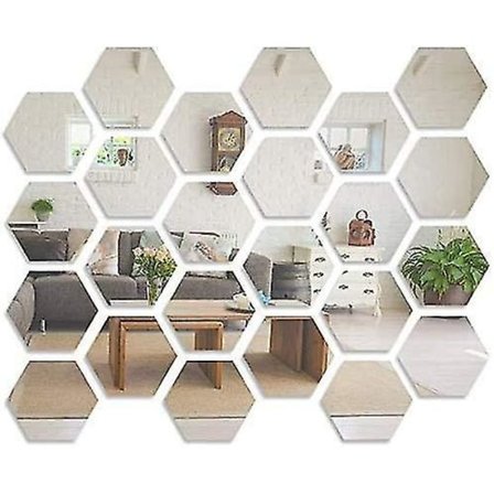 Hexagon Spejlvægsklistermærke Akryl Selvklæbende Dekoration