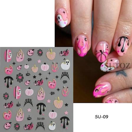 5D Rød Ond Øjenæble Negleklistermærke Relief Halloween Dekoration Blod Edderkop Design Tusindben Skorpion Manicure Slider LEB5D-K257 SU-09