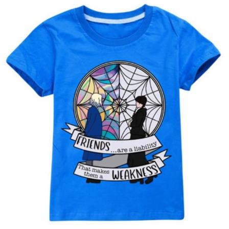 7-14 år Børn/teenagere Wednesday The Addams Family Trykt Kortærmet T-shirt Casual Toppe Gaver Deep Blue 9-10 Years