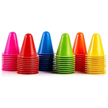 Mini Agility Koner för Barnsport, Inomhus- och Utomhusträning (3 tum, 6 färger, 60-pack)