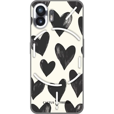 Kompatibel Mobilcover til Nothing Nothing Phone (2) Cactus and Friends - Bold Black Love Pattern