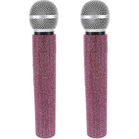 2-pack simulering mikrofon rekvisita falsk mikrofon blixt låtsas mikrofon (24.00X5.00X5.00CM, rosa)