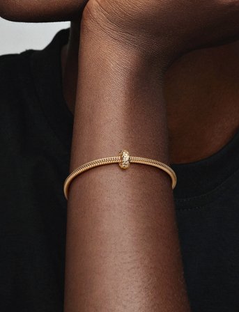 Pandora Studded Pattern 14K Gold-Plated Clip With Silicone Grip - Gold - ONE SIZE