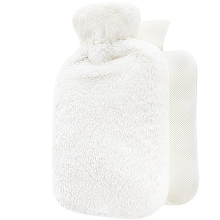 Mjukt fluffigt högkvalitativt överdrag - 2 liter vuxna för att lindra smärta stor varmvattenflaska (vit)