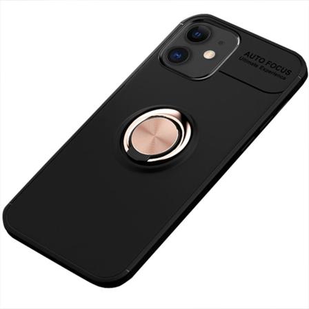 Stilig AUTO FOCUS-deksel med ringholder - iPhone 12 MIni Svart/Roséguld