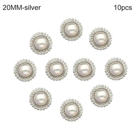 10 stk Perle Klærknapper Skjorteknapper SØLV 20MM10PCS sølv Y silver 20MM10pcs-10pcs