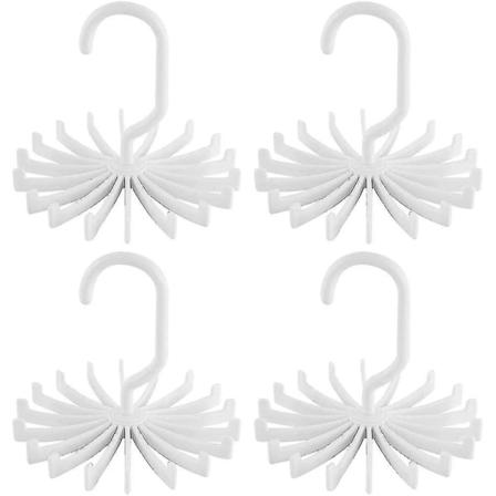 360 Graders Snurrande Slipsställ Hängare Med Roterande Bälte Sjalhållare Hook4pcs,vit)